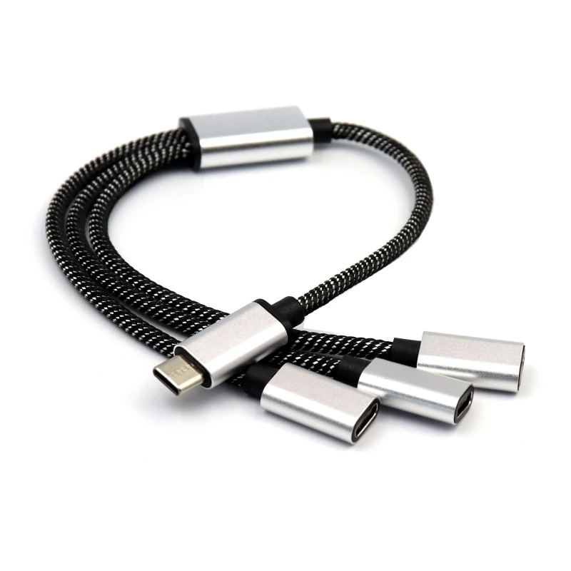 Portable USB C Male to Three USB C Female Splitter USB Y Splitter Cable