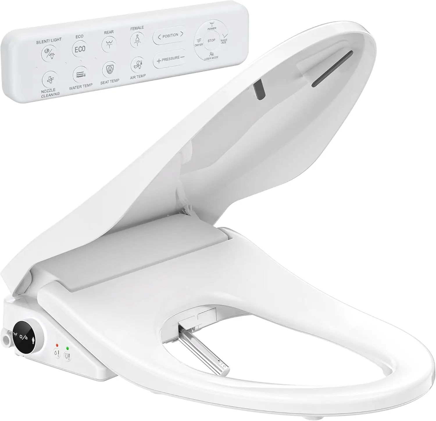 

Electric Bidet Toilet Seat with Instant Warm Wash & Air Dryer, Self-Cleaning Nozzle, Soft Close Lid, Elongated