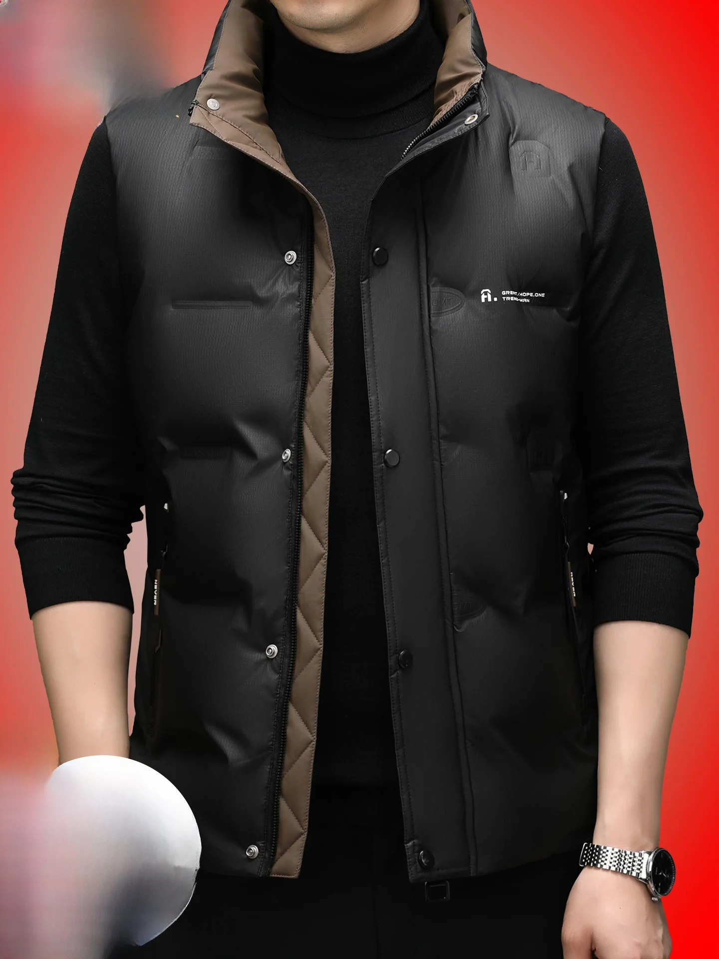 

TUCANO Men's Thiened down Vest Pure Color Casual Faion Urban Sle Outerwear Autumn Winter New Arrival Wooden Du down