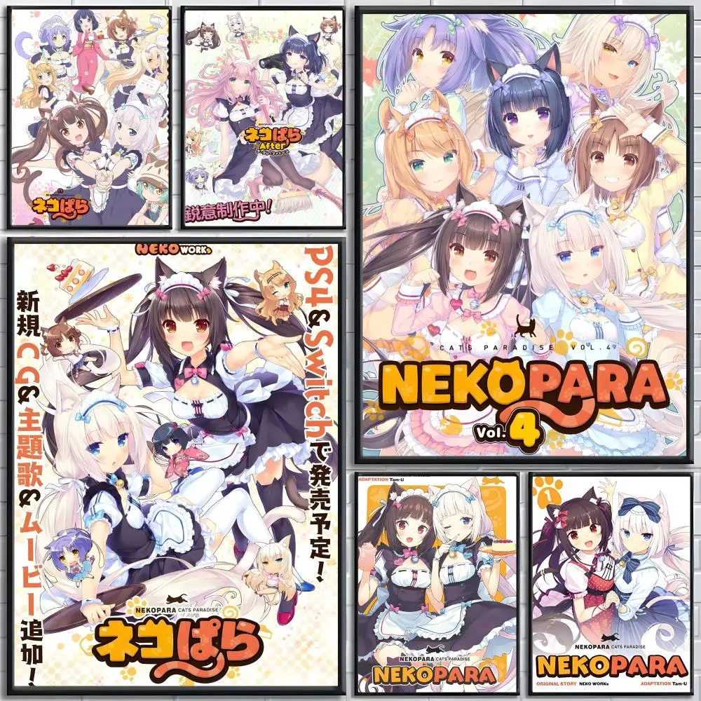 Game Nekopara Poster Self-adhesive Art Poster Decoracion Painting Wall Art White Kraft Paper Home Decor