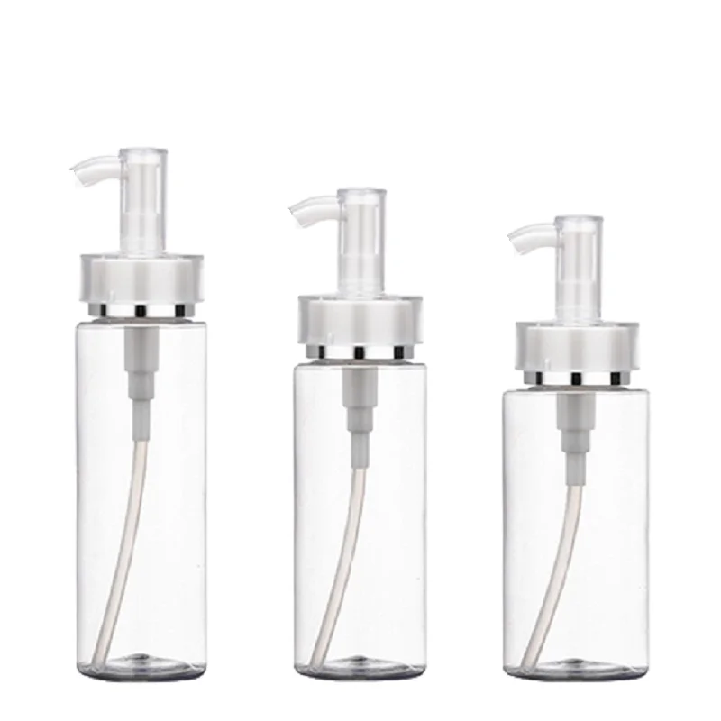 20pcs Transparent PET Plastic Bottle Cosmetics Packag Emulsion Shampoo Rerillable Bottle 120ml 160ml 200ml Lotion Pump Bottles