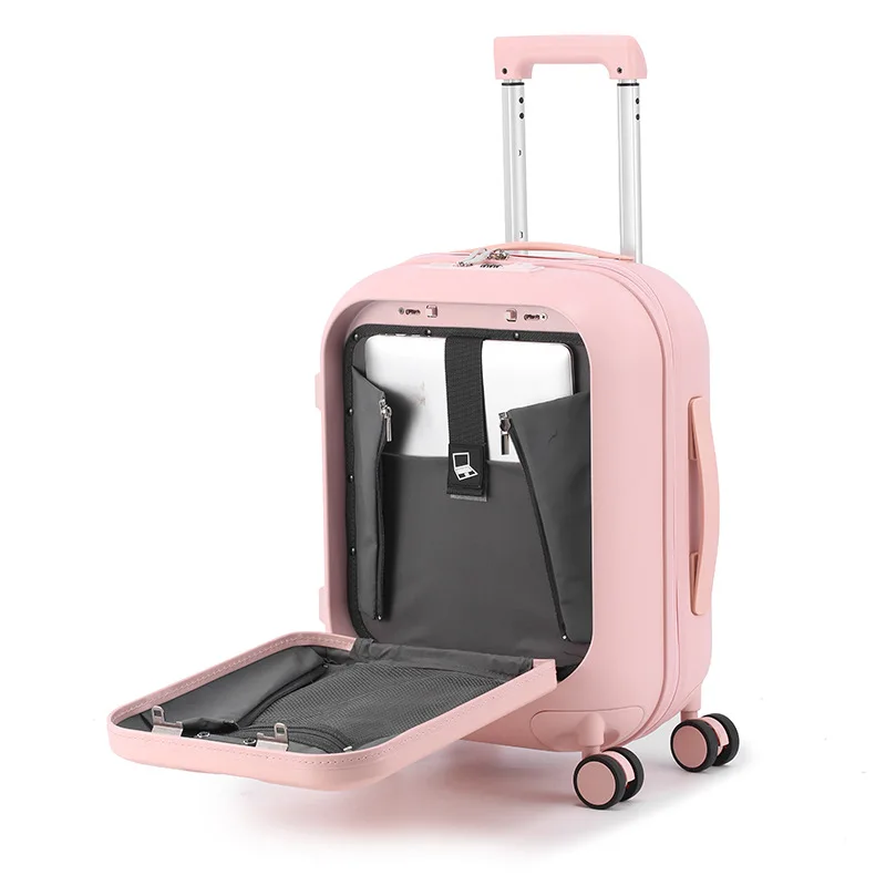 

Front open zipper computer case 24 trolley suitcase Small fresh bubble case 18 inches Boarding