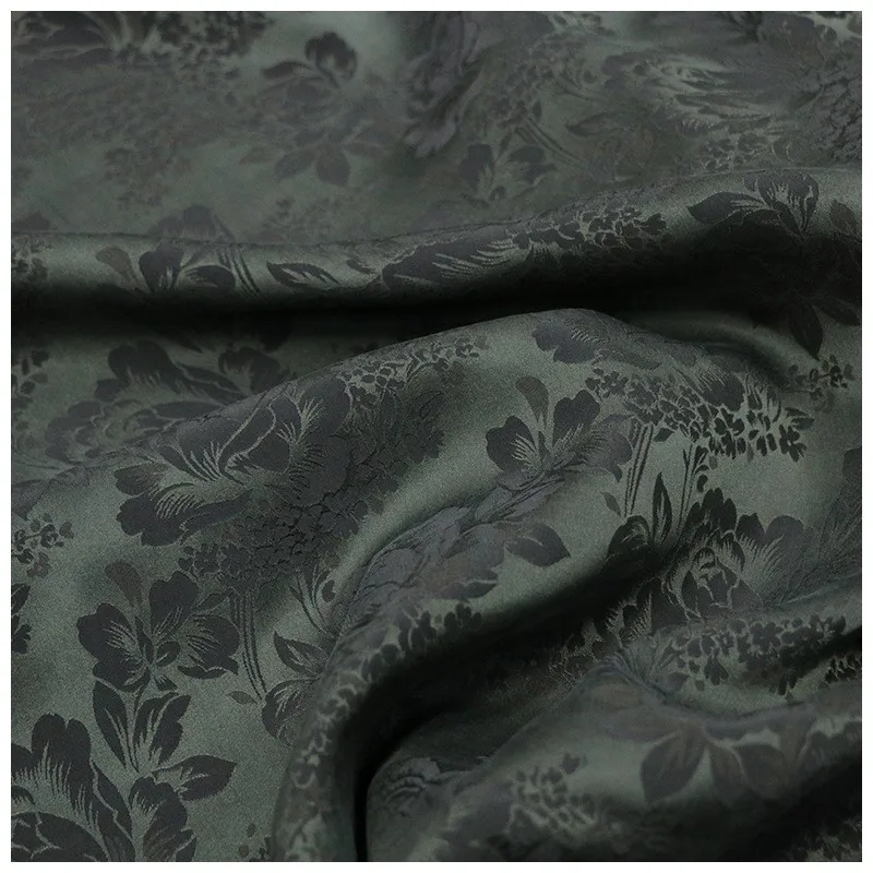 Traditional ramie silk real jacquard satin Xiangyunsha fabric new Chinese-style clothing design