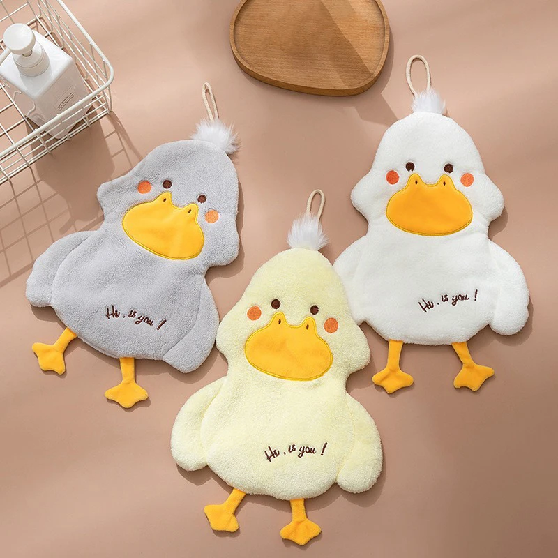 Cartoon Cute Duck Wipe Asciugamano in velluto corallo Asciugamano quadrato Cucina domestica Bagno Panno per bambini