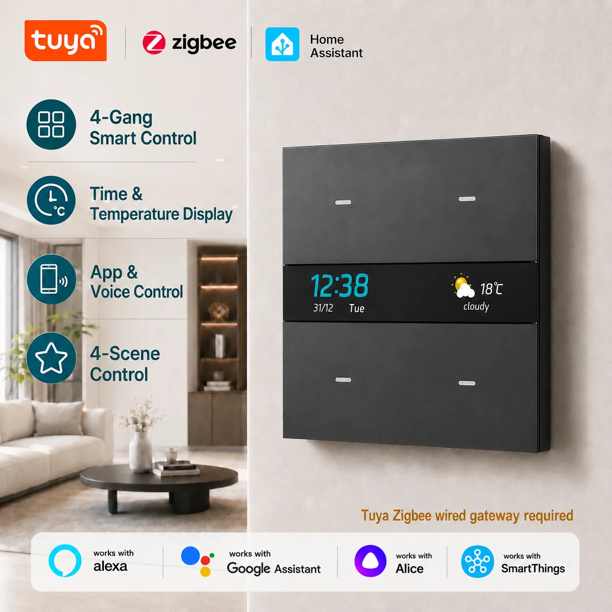 Interruptor Inteligente Tuya Z - Home Assistant Tuya avaliação e preço