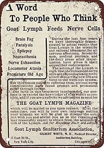 Novelty Sign Gift 1905 Goat Lymph Sanitarium Cure Vintage Metal Tin Sign 8x12 inches sign