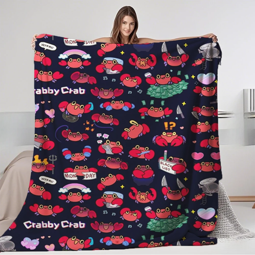 

Trendy Flannel Blanket Crabby Crab Pattern Bohemian Travel Blanket Thermal Blanket Breathable Odor-resistant Blankets For Adults