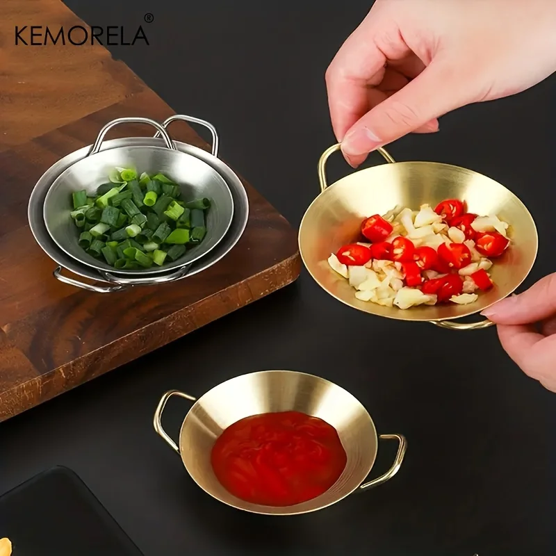 Sauce Dipping Bowl 304 Stainless Steel Dipping Cups Individual Round Sauce Dishes Mini Reusable Seasoning Cups