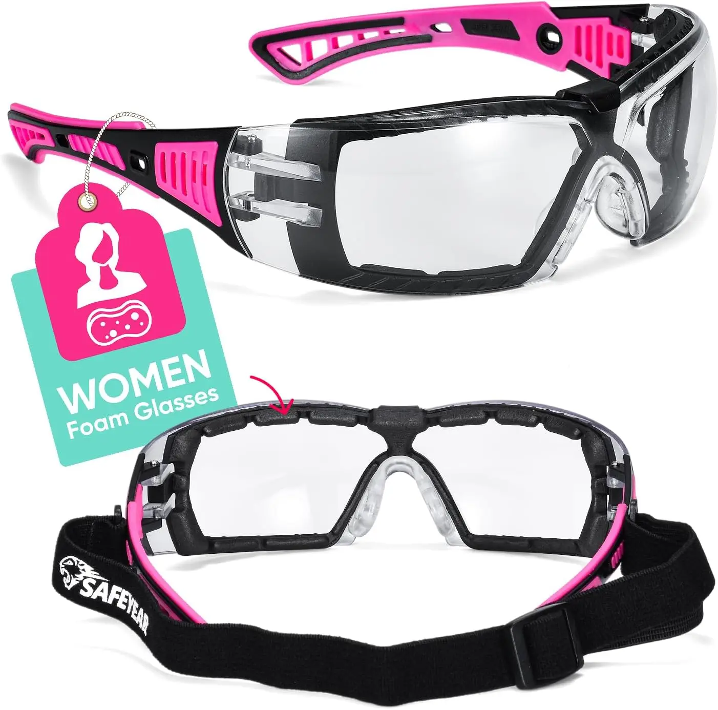 

Anti-Fog Safety Goggles for Women, HD Scratch-Resistant Lenses, Eye Protection Glasses for Nurses and Work