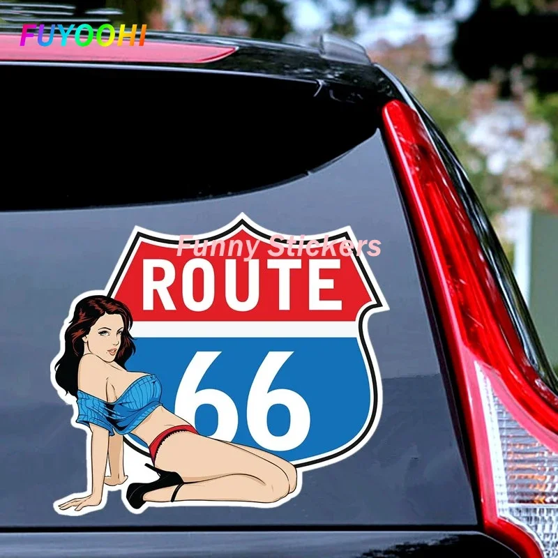 FUYOOHI Exterior/Protection Fashion Stickers Sexy Sticker Route 66 Pin Up Girl Decal Car Body Motorcycle Decorative