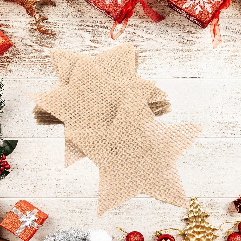 

20Pcs Five Burlap Cutouts Unfinished Crafts Easy Paint DIY Christmas Tree Hanging Decoration Burlap Shapes for Crafts