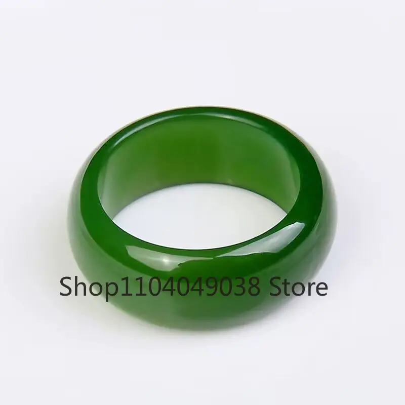 Anel de jade hetian verde natural, amuleto de jaspe chinês, joias charmosas esculpidas à mão, artesanato, presentes para mulheres e homens