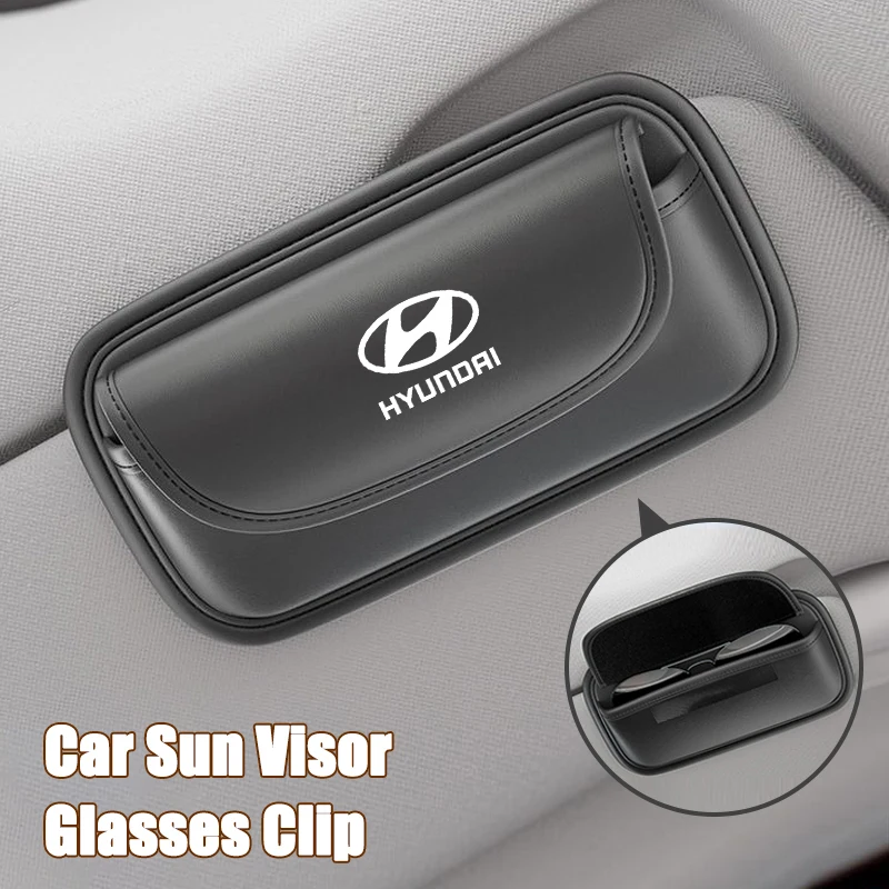 Car Visor Glasses Box Multifunctional Reusable Car Sunglass Holder Glasses Holder For Hyundai Creta SantaFe Kona Genesis Equus