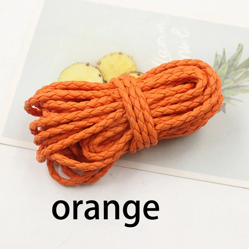 5meters Colorful Braided PU Leather Strap Findings 3mm Round  Leathe Solid Color String Cord DIY Necklace Bracelet Making