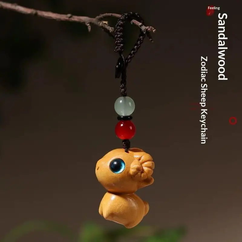 Schaf-Schlüsselanhänger aus Sandelholz, perfekt zur Taschendekoration, Schlüsselzubehör, Geschenk für Freunde – Detail 1