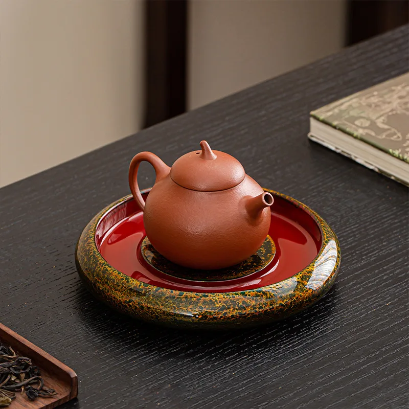 High-end Square Dry Brewing Tray for Home Use Lacquered Bamboo Pot Holder Tea Table Chinoiserie Small Tea Saucer Tea Tray