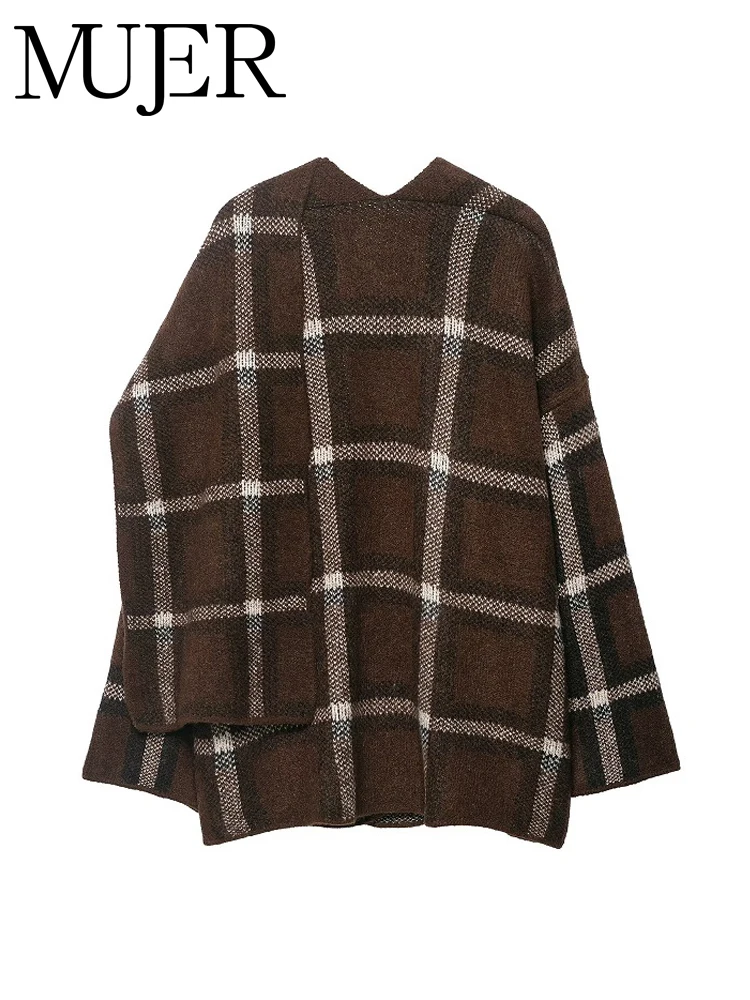 MUJER منقوشة وشاح معاطف للنساء الشتاء مفتوحة معطف طويل المرأة خمر المرأة خندق معطف الشارع الشهير جديد في معاطف وسترات