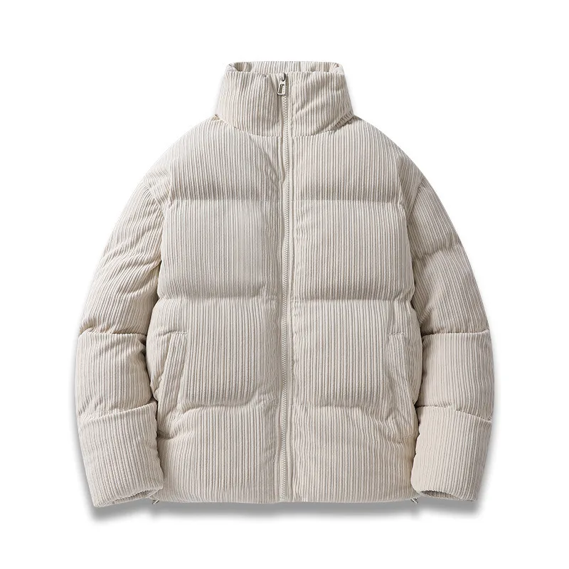 Men Winter Jacket Corduroy Cotton Padded Warm Parkas Autumn Puffer Coat Male Vintage Korean Man Stand Collar Windbreaker