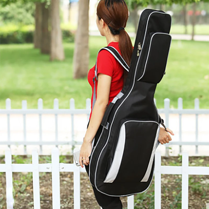 Waterproof Electric Guitar Case Double Strap Padded Backpack Shoulder Strap Instruments Classical Electric Bass Bag For 40