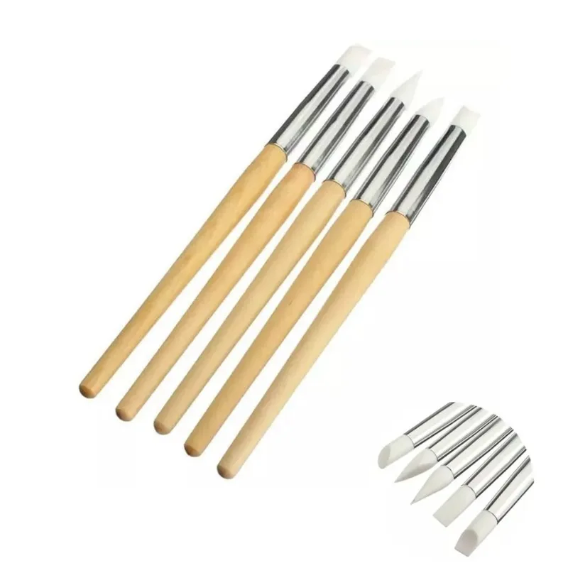 5 Pcs High Quality Watch Dial Cleaning Pen Nail Art Silicone Pen Carving Emboss Manicure Brushes Dust Cleaner Repair Tools