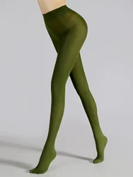 1 Pair Women's Olive Green 80D Velvet High Elastic Sexy Tights Pantyhose Large Size Spring Summer Autumn Daily Party Wear