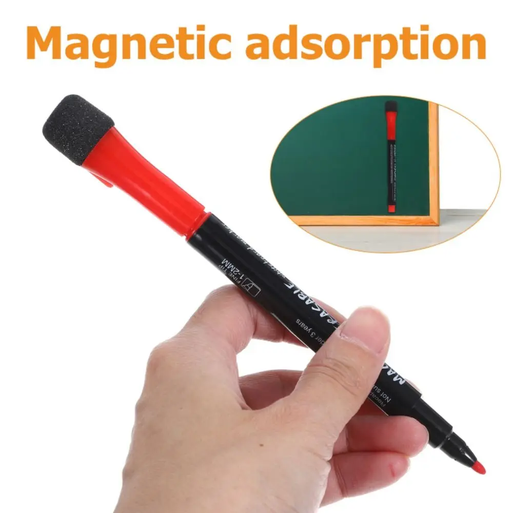 8pcs Drawing Colorful Whiteboard Markers Erasable Multifunction Water Color Pens Sponge Head Portable Magnetic Marker Pens