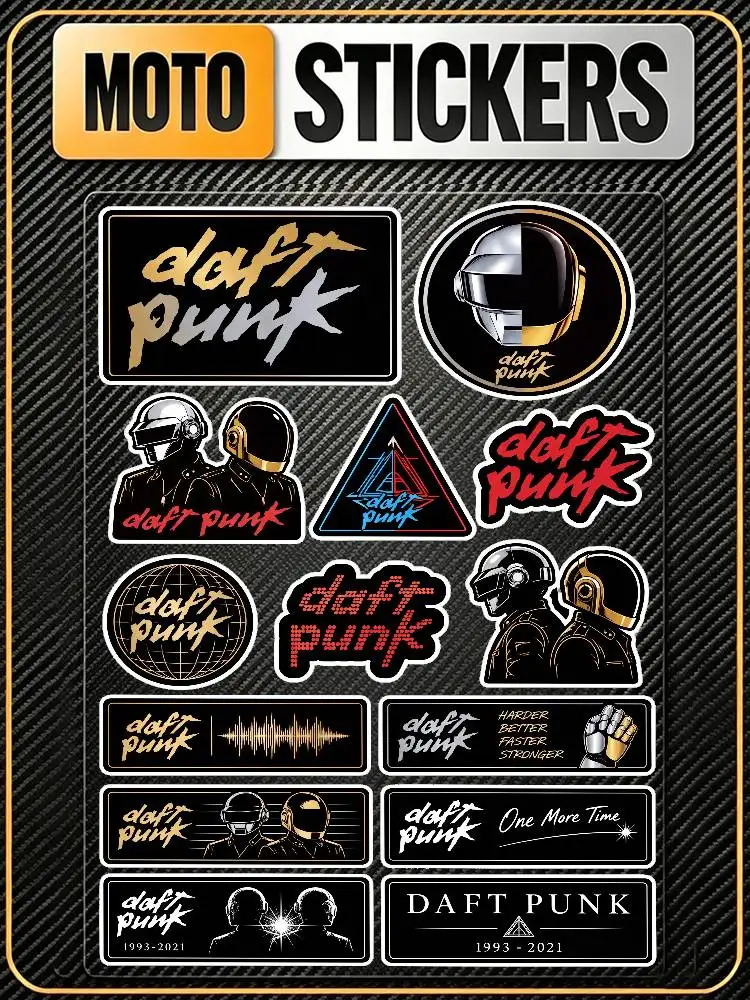 DA-ft Punk All Purpose Reflective Waterproof Scratch Blocker Decal Car Bike Helmet Cup Refrigerator Decorative Stickers