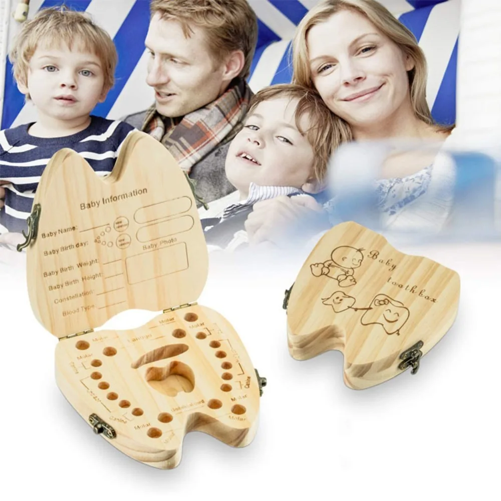 High Quality Wooden Baby Tooth Box Boy/Girl Portable Tooth Fairy Box Easy to Use Milk Teeth Keepsake Collecting Box