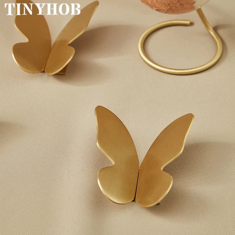 Pink/ White/ Black/ Gold Solid Brass Butterfly Knobs Cupboard Pulls Kitchen Cabinet Drawer Handles Furniture Decor Hardware