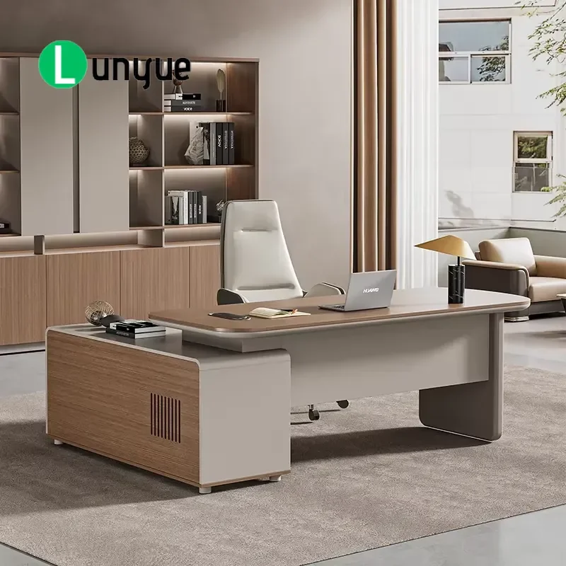 Modern L Shaped Wooden Executive Desk with Cabinet Durable Office Furniture for CEO Manager Home Workspace Stylish Design