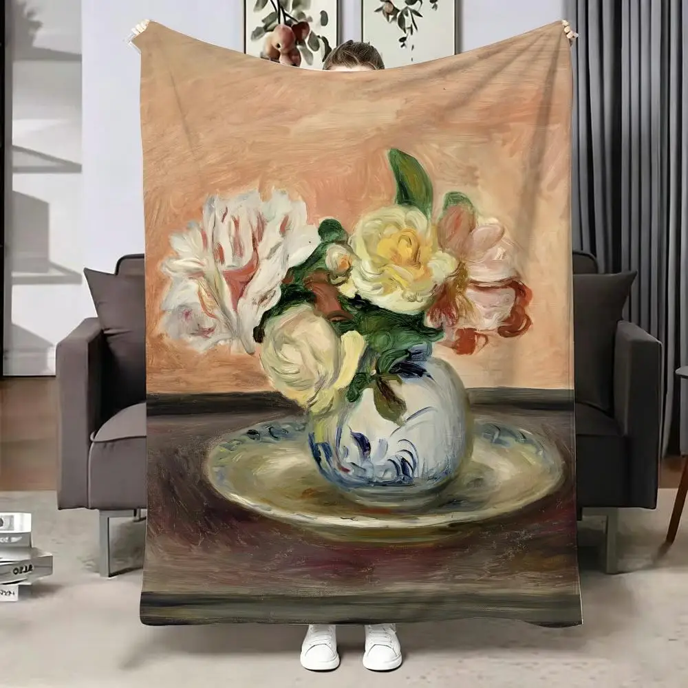 Artist Pierre-Auguste-Renoir Throw Soft Warm Flannel Blanket, Multi-use Throw for Bed Sofa Office, Air Conditioning Nap Blanket