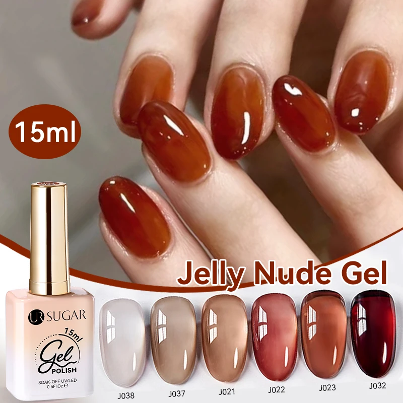 UR SUGAR 15ml Winter Amber Brown Jelly Nail Gel Nude Gel Nail Polish White Translucent Soak Off Gel Vernis Semi Permanent