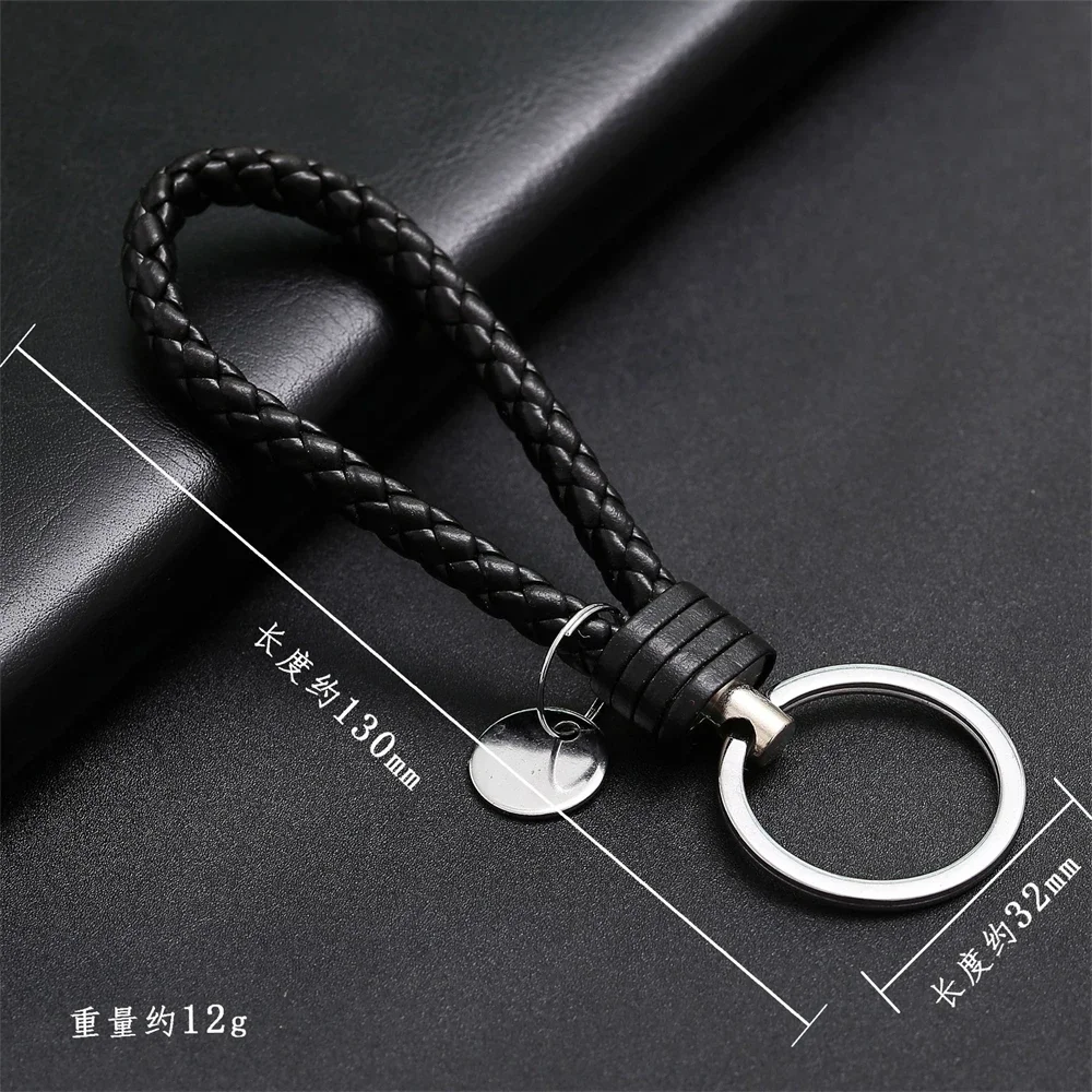 Creative Hand-woven Leather Keychains Charms Men Women Waist Keyring Pendant Bag Ornaments Accessories Car Key Ring Decorations