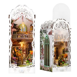 Wooden Flower Garden Doll House DIY Garden House Book Nook Shelf Insert 3D Puzzle Assembly Building Bookshelf DollHouse Gifts