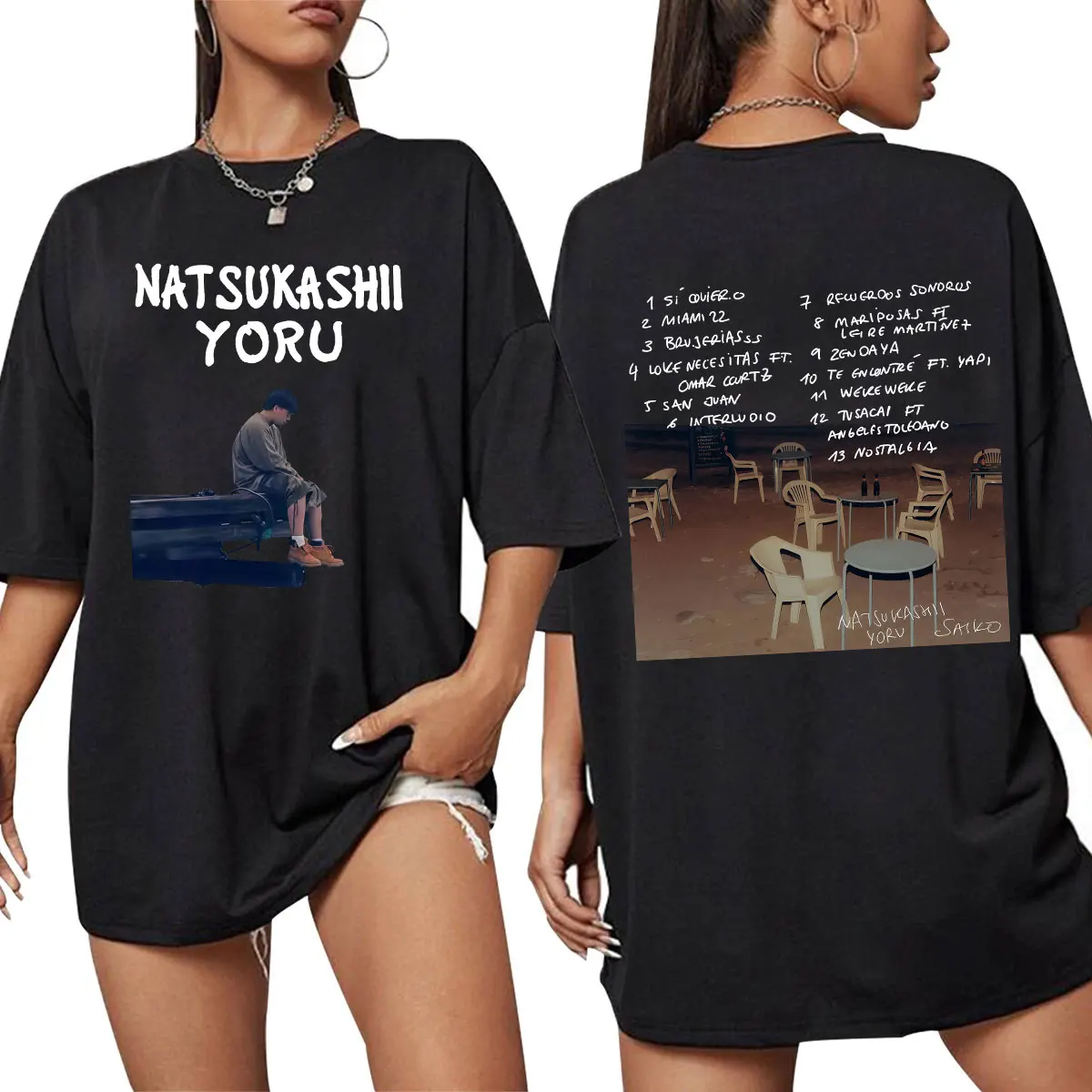 

Рэпер SAIKO Natsukashii Yoru 2025, летняя альбомная футболка из 100% чистого хлопка с принтом, женская уютная футболка большого размера в стиле хип-хоп с коротким рукавом Y2k