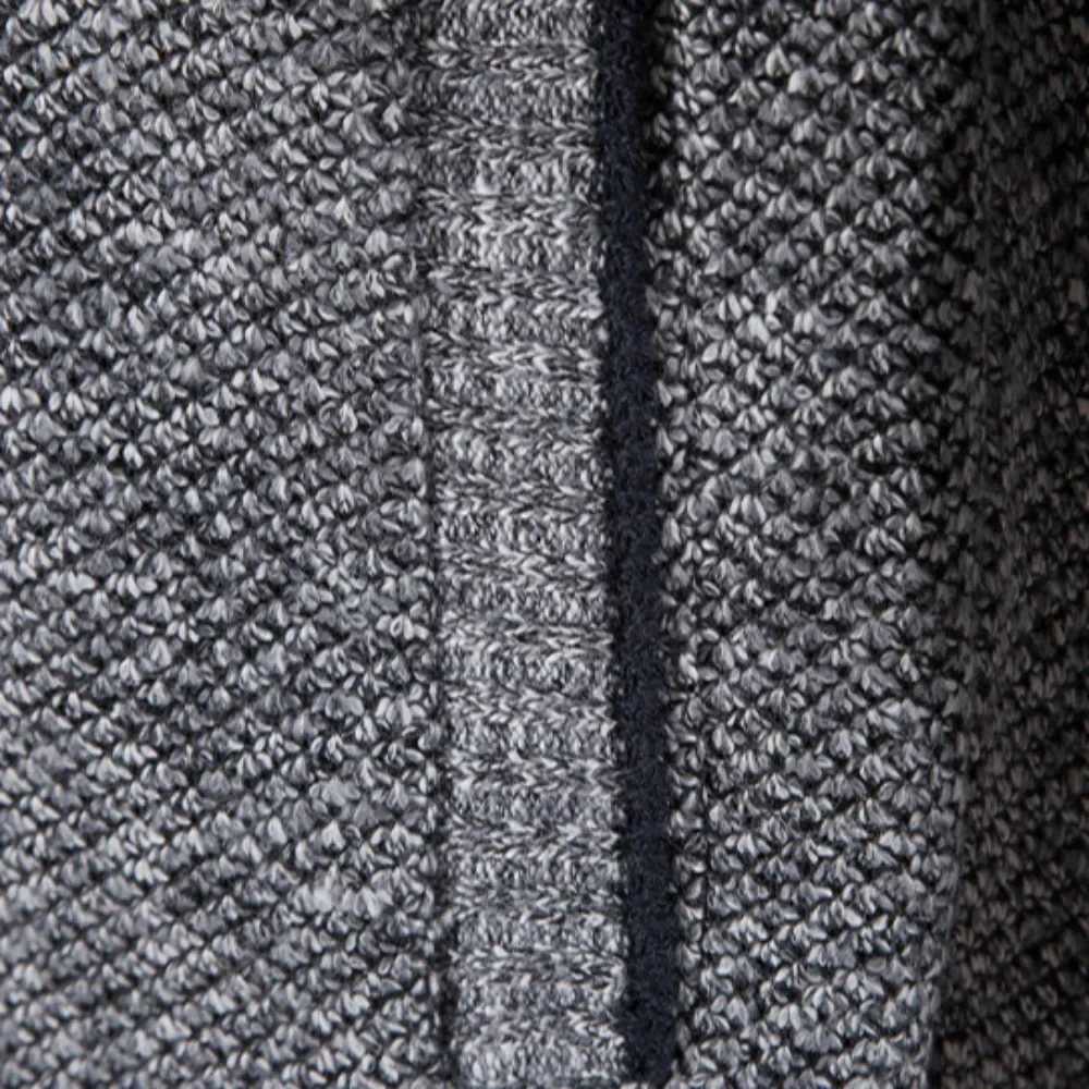 Autumn Winter New Men Trendy Knitted Cardigan Fleece Zipper Sweater Men\'s Warm Coat Stand-up Collar Solid Color Sweater Cardigan