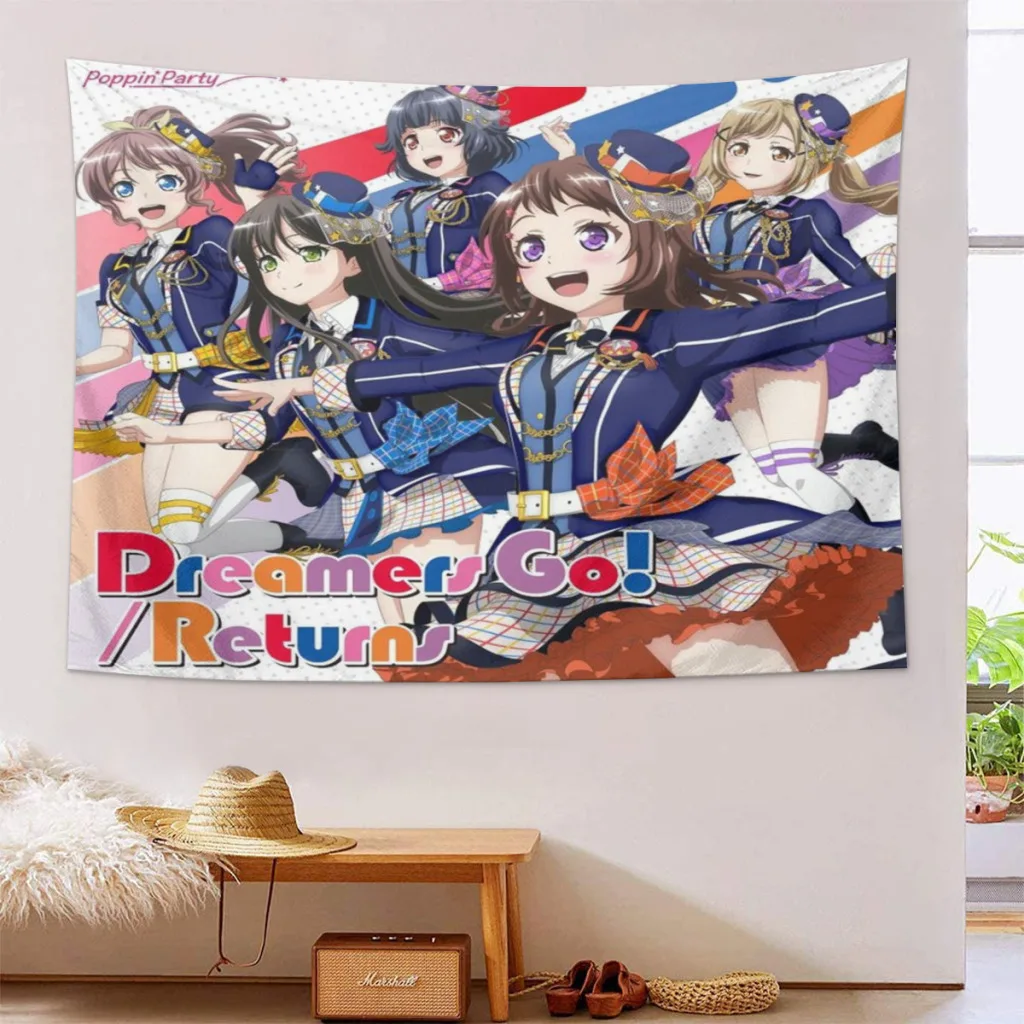 Poppin Party Tapestry Kawaii Japanese Anime Cute Home And Decoration Wall Art Tapestries Room Decors