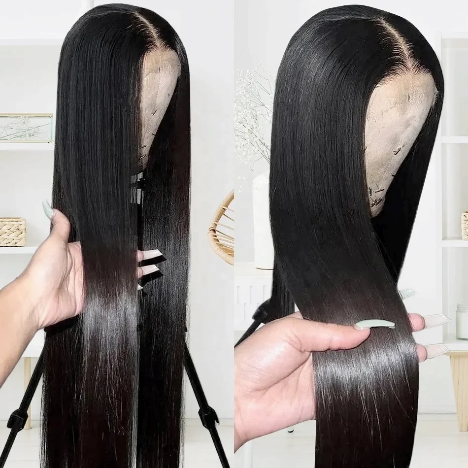 

Прямой парик Bone Straight с HD-кружевом 13x6, парик из натуральных волос с прозрачным HD-кружевом 30-36 дюймов, предварительно выщипанные парики с кружевом 13x4
