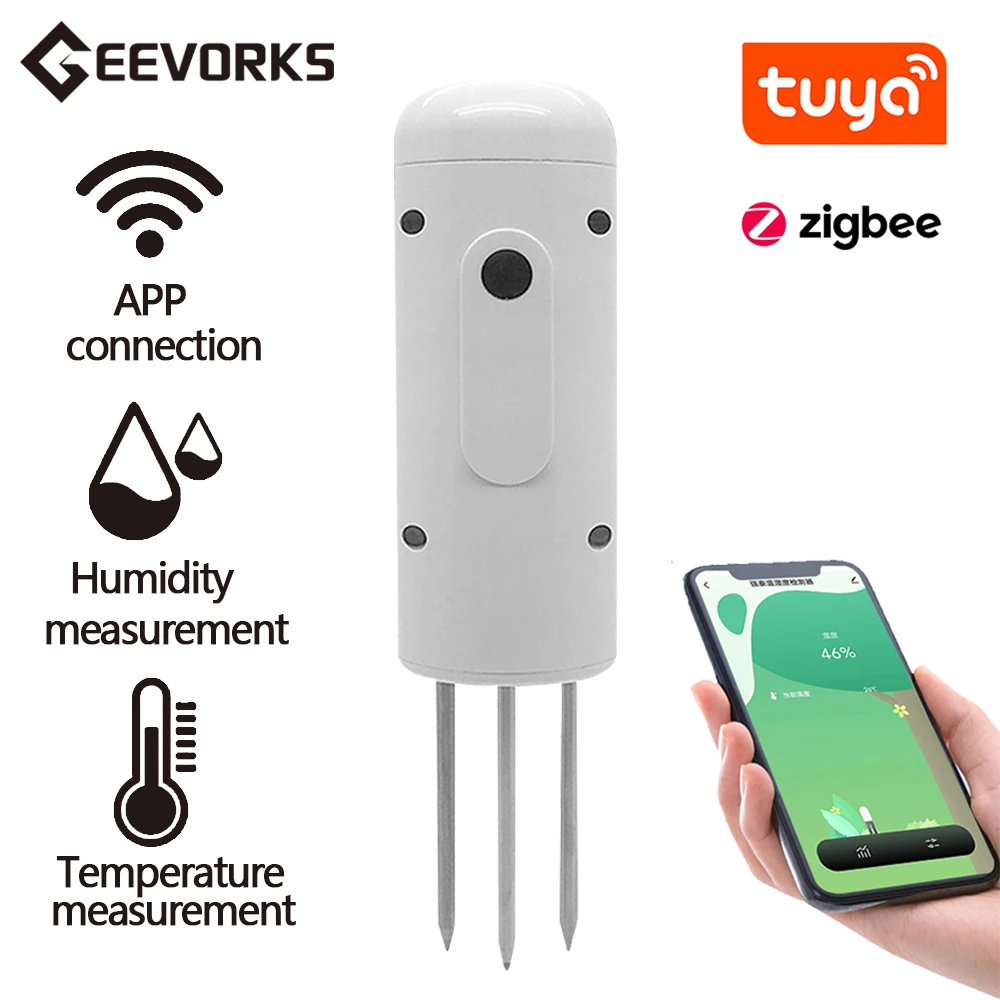 Tuya Zigbee Wireless Soil Intelligent Temperature Humidity Tester Mobilephone APP Real Time IP67 for Garden Farmland Planting