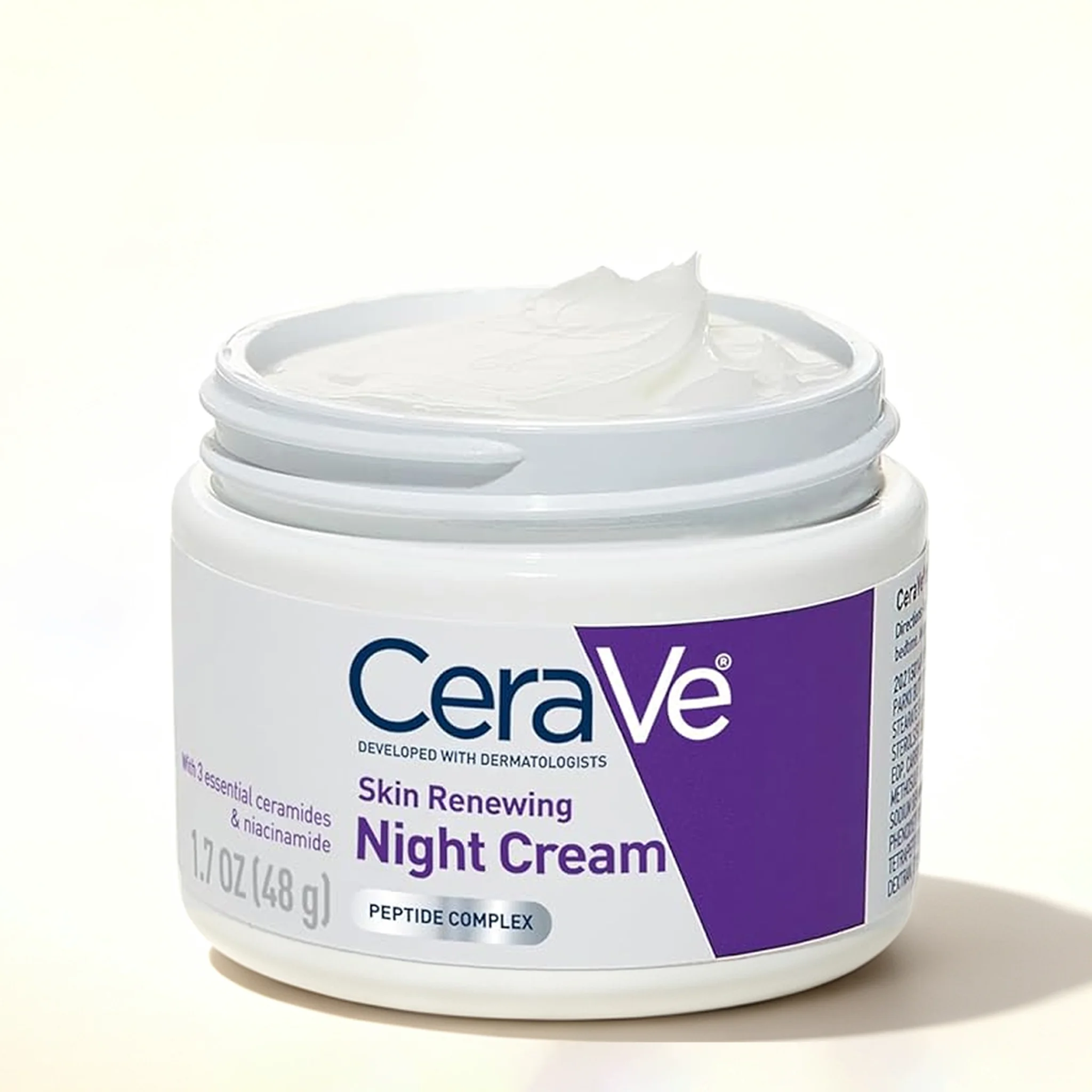 Crème de nuit régénérante pour la peau CeraVe, complexe de peptides, acide hyaluronique et céramide, hydratant pour le visage, 1,7 once