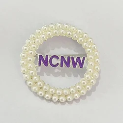 Handmade Greek Sorority Letter NCNW Pearl Brooch Charms Women Jewellry