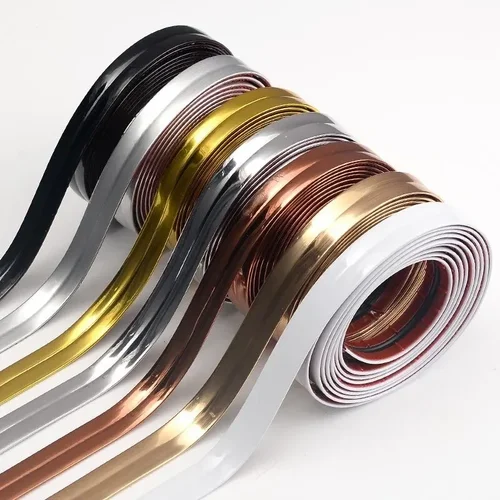 Cinta decorativa autoadhesiva de PVC, Fondo dorado, pared, esquina interior, tira decorativa, borde de mesa para muebles, cinta de parachoques anticolisión