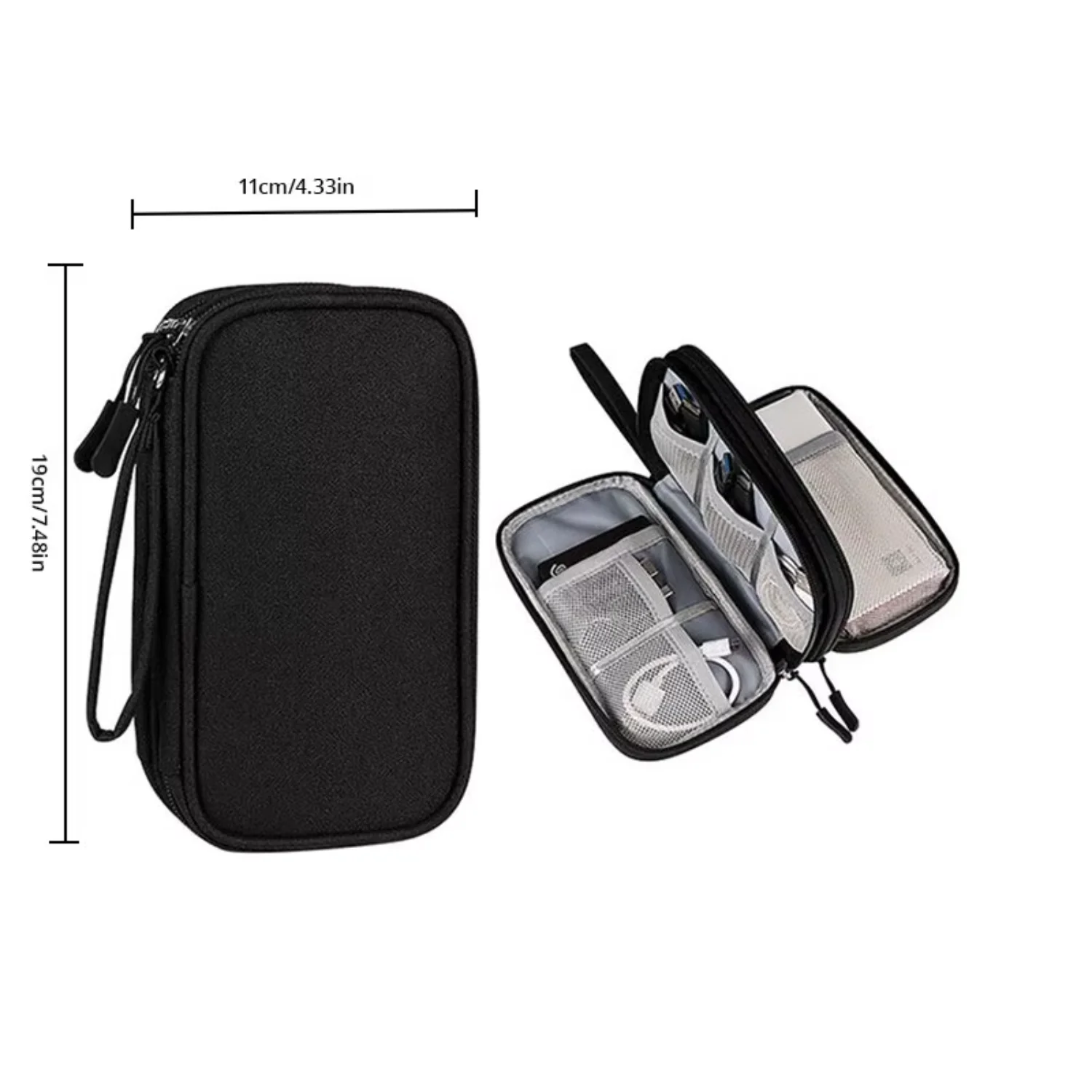 1pc Pink/Grey/Black/Navy Travel Portable Digital Product   USB Data Cable Organizer Headset Charging  Box