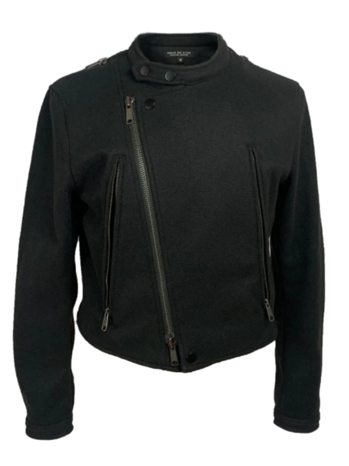

AquaDeVida кожаная отделка воротник на молнии Slim Fit шерстяная мотоциклетная длинная верхняя одежда Sve Jaet молодежная мода осень-весна