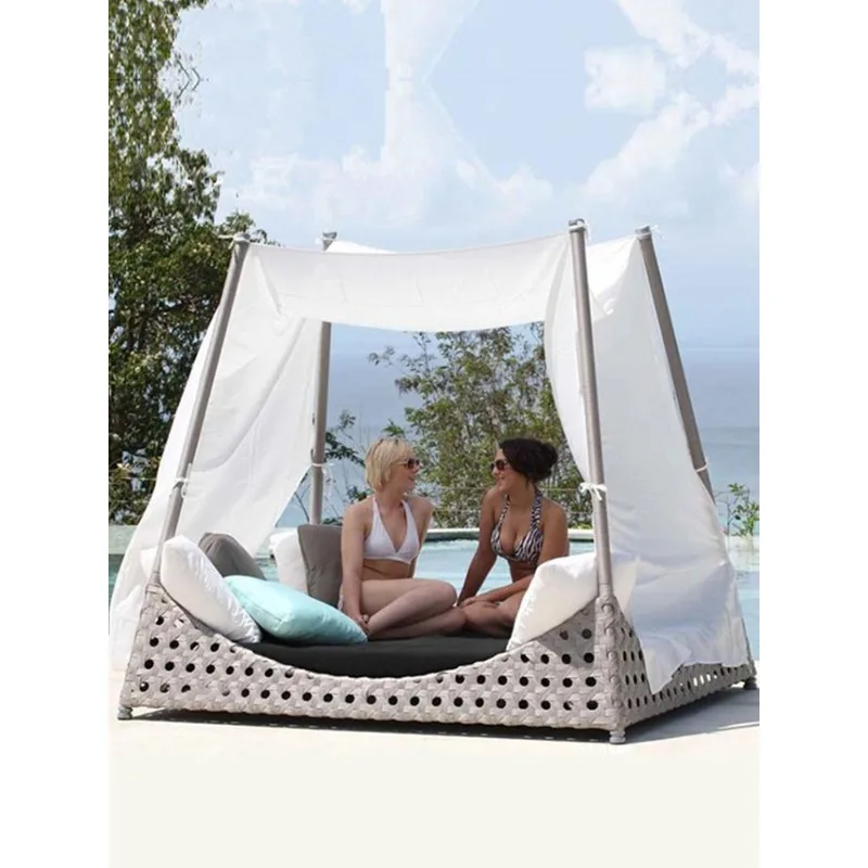 Outdoor courtyard garden villa rattan resort beach swimming pool creative sun bed leisure sofa