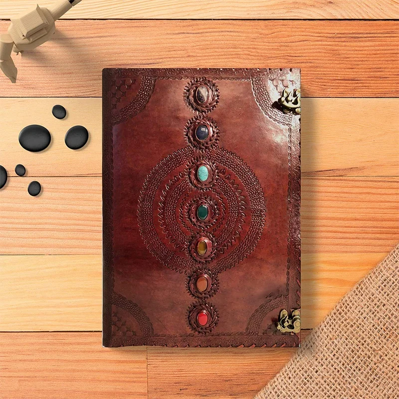 Vintage Writing Journal Book Seven Chakra Medieval Setting Stone Diary Book Of Shadows Notebook College Poetry Sketch Book