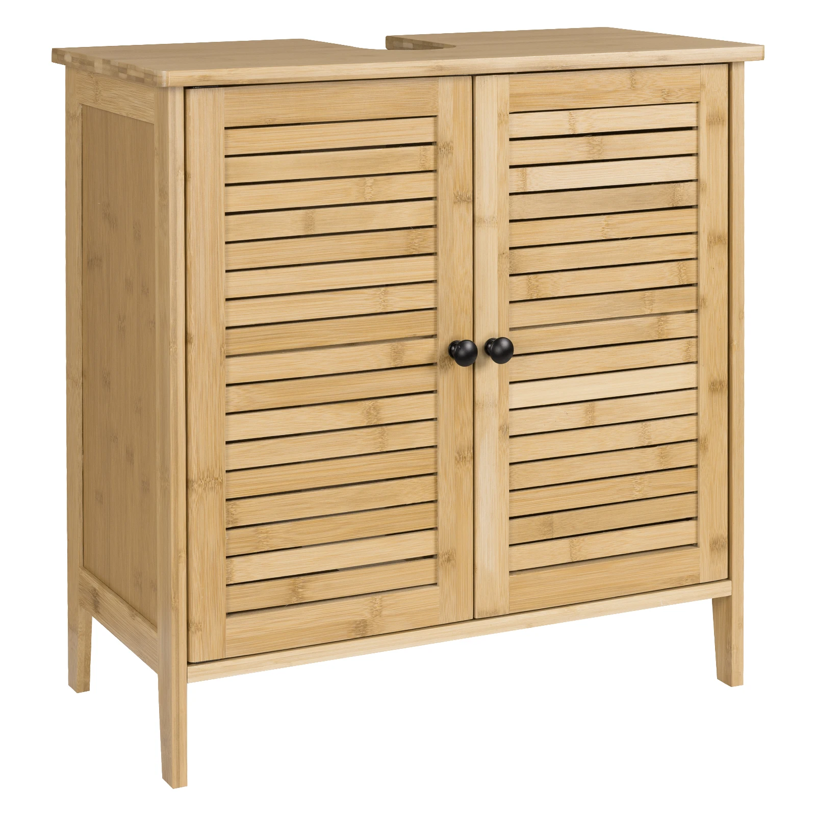 EUGAD Bambus-Badezimmerschrank mit 2 Türen 60x30x60cm Unterschrank-Organizer für Wohnzimmer und Schlafzimmer