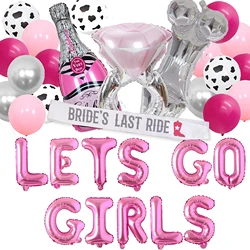 35PCS, Hot Pink LETS GO GIRLS aluminum bachelor party