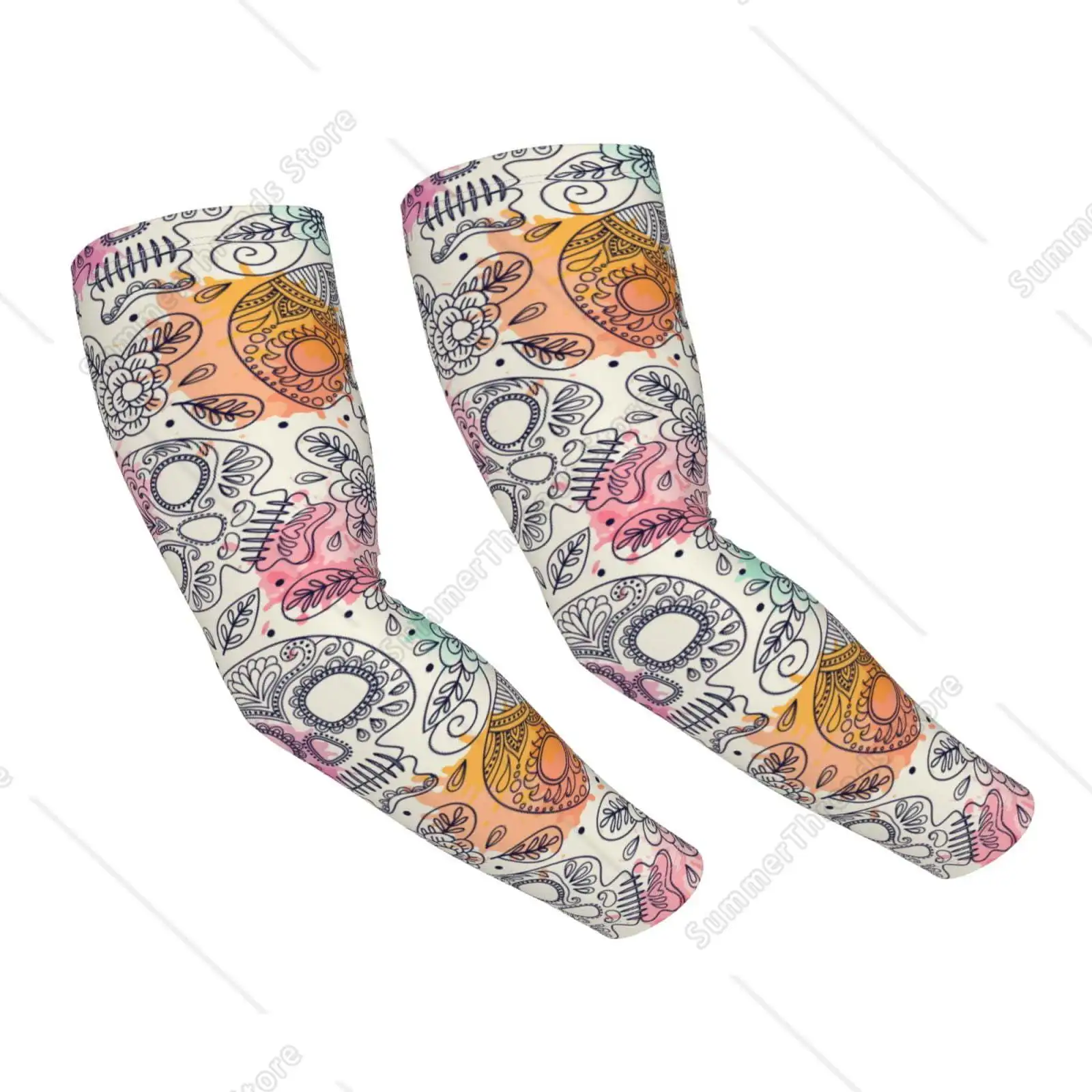 

Skull and Flowers Cooling Sleeves for Women, Arm Sleeves, UV Sun Protection Sleeve to Cover with Silicone Anti-Slip
