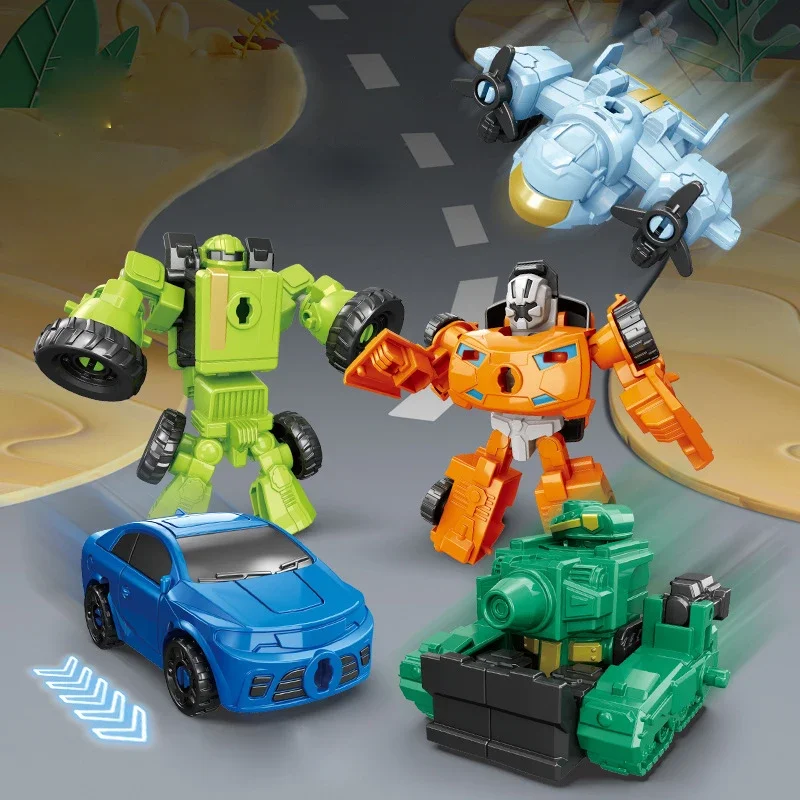 5 in1 Transformation Tank Robot Toys kids Deformation Action Figures car Fighter Airplane model DIY boys education birthday gift